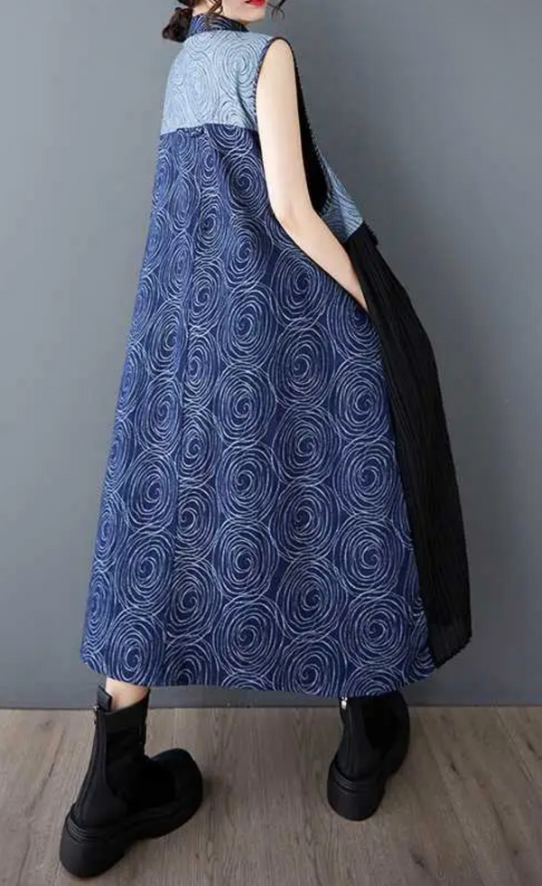 0709 Pleated Vest Denim Duster