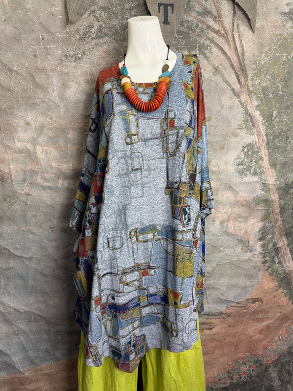 T721T Oversized Dolman Slv Top-Mapped In Color