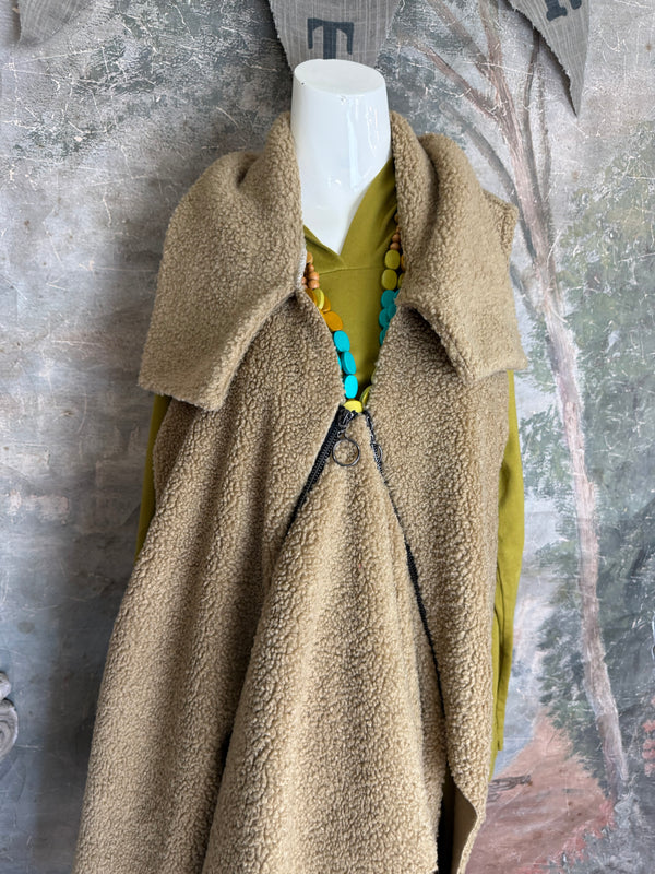 92185-62 FW Faux Shearling Vest-Camel