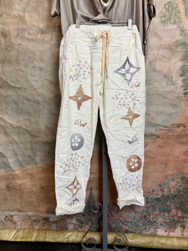 0A910 Pull On Stretch Pants-Lucky Star