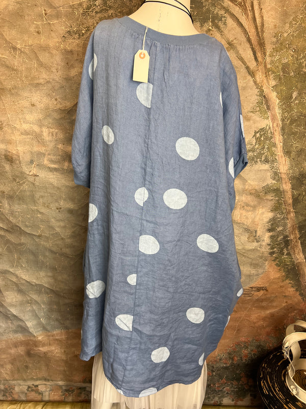 5202 Rosabella Polka Dot Top/Dress- Blue