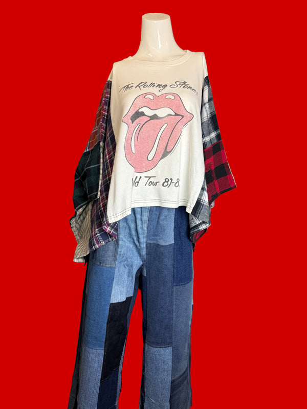 5576 Flannel Band Tee Topper-B