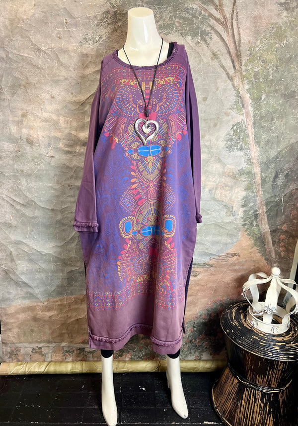 TBG Artdeco Sweatshirt Dress-Purple