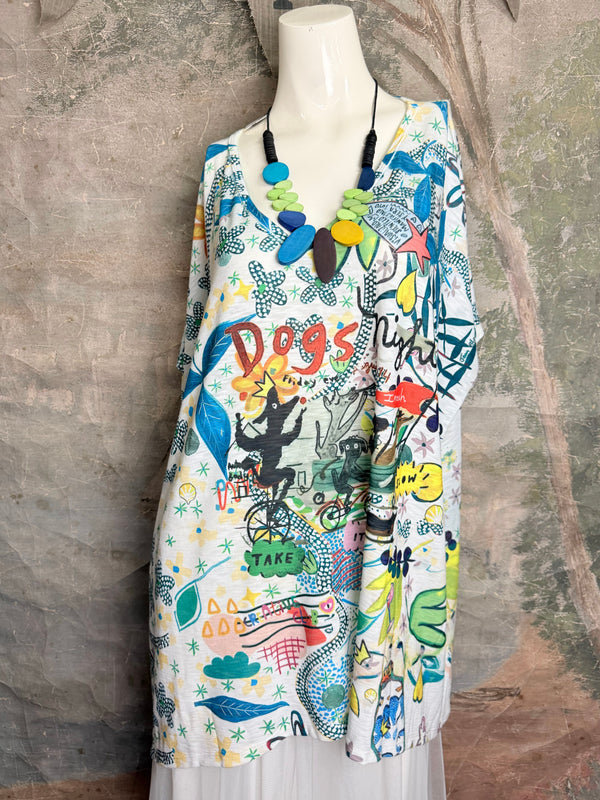 T1640K Vneck Dolman Top-Dogs Night