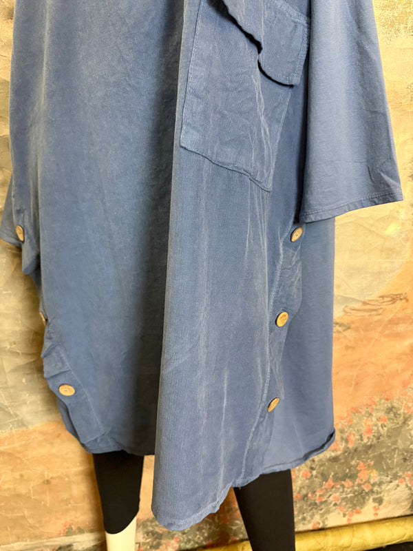 91805 Corduroy Button Dress-Denim