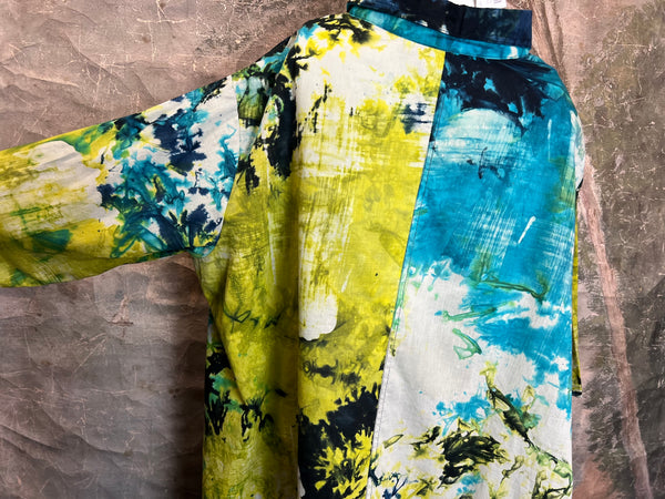 7042C Block Dyed Possibly Tunic-Turq Mix