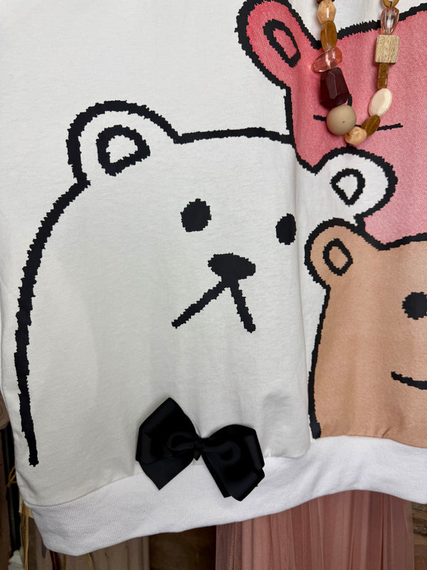 TF-5737 Teddy Gals W/Bow Sweatshirt Tee