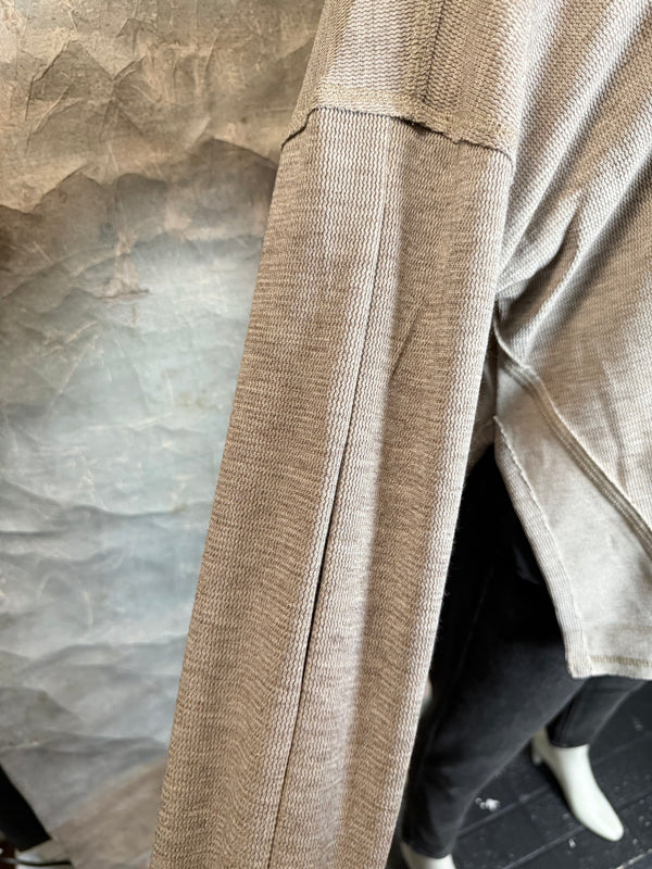 25690 Knit Mock Neck Top-Khaki