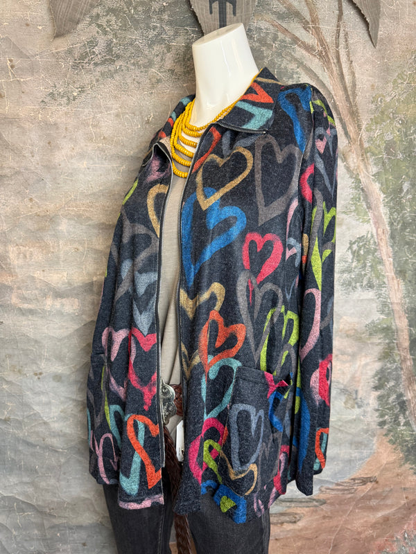 25842 Whimsy Chic Hearts Zipup Jacket