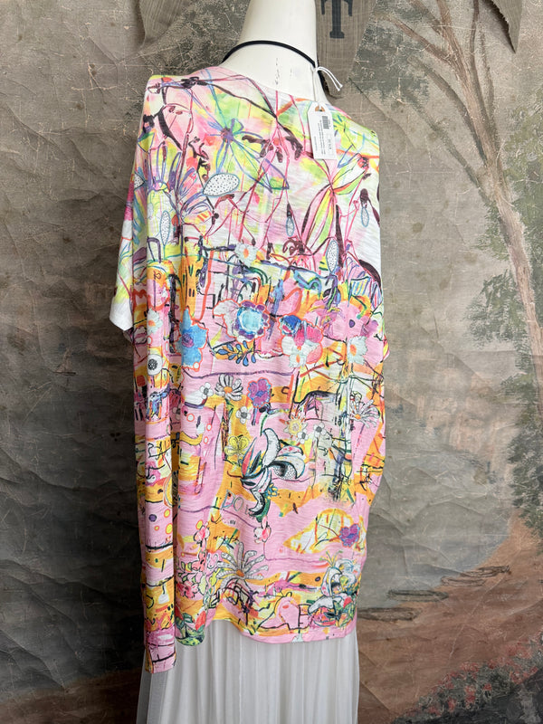 T1640K Vneck Dolman Top-May Flowers