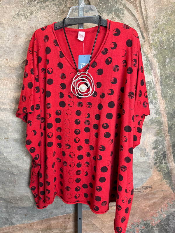 715CL-MOON Oversized Tunic Tee-Red