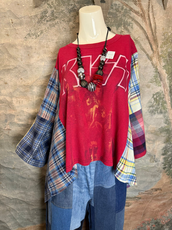 5576 Flannel Band Tee Topper-D