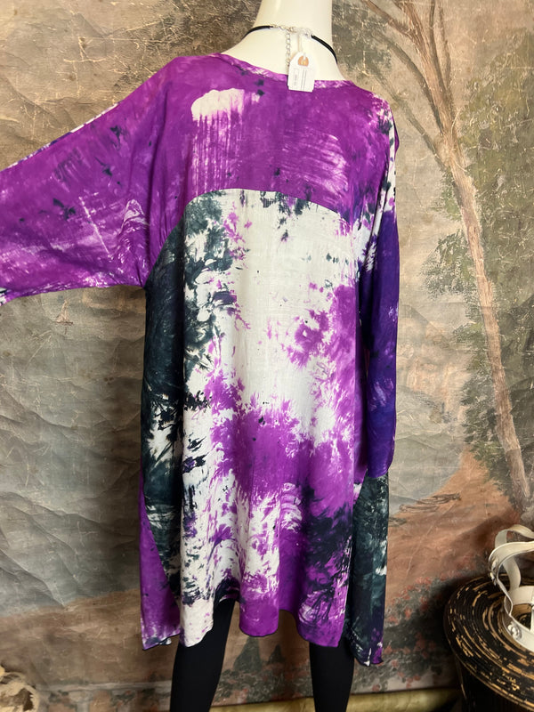 7063V Block Dyed Justly Top-Violet MIX