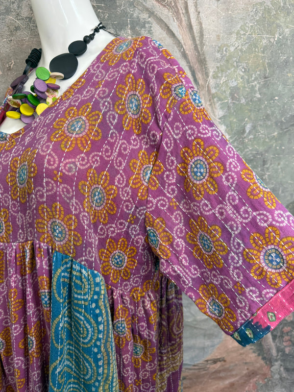 1027w Kantha Arts Tiered Dress-Mix 6