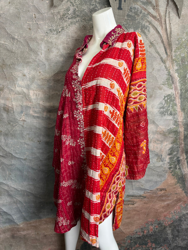 1013w Long Kurta Shirt Dress-Hazel