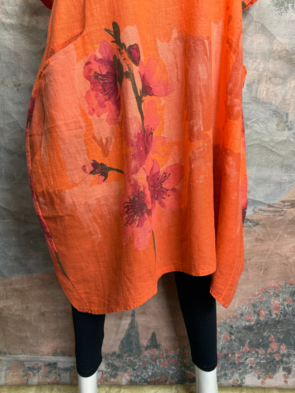 90847B Painters Garden Dress-Orange