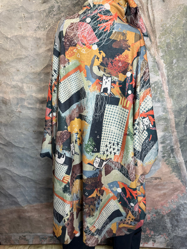 C103 Brushed Hooded Duster