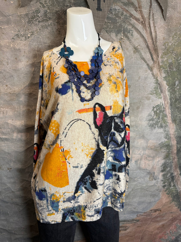 25704 Icon Print Sweater-Frenchy