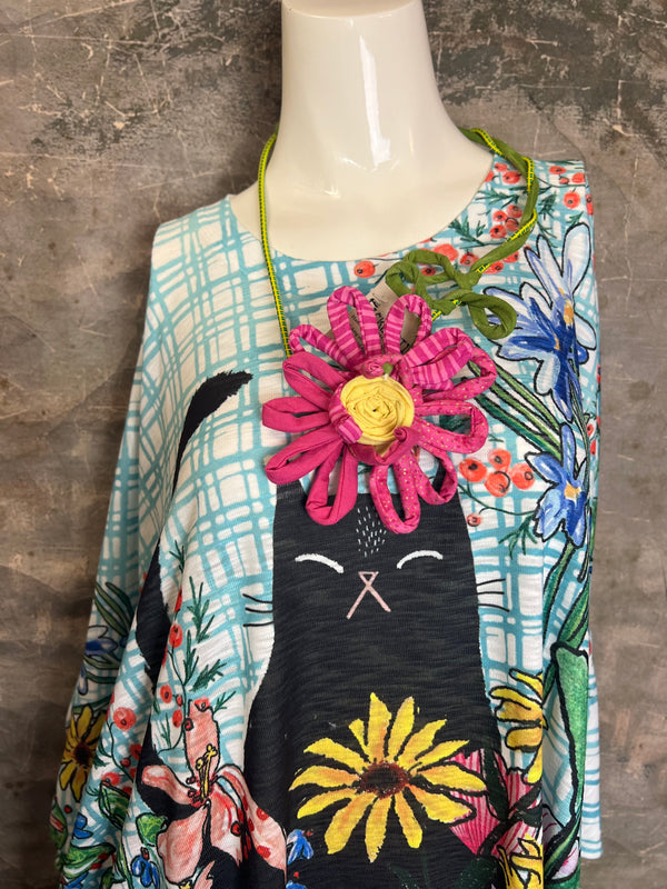 T1369K White Knit Whimsy Top-Misty Bloom