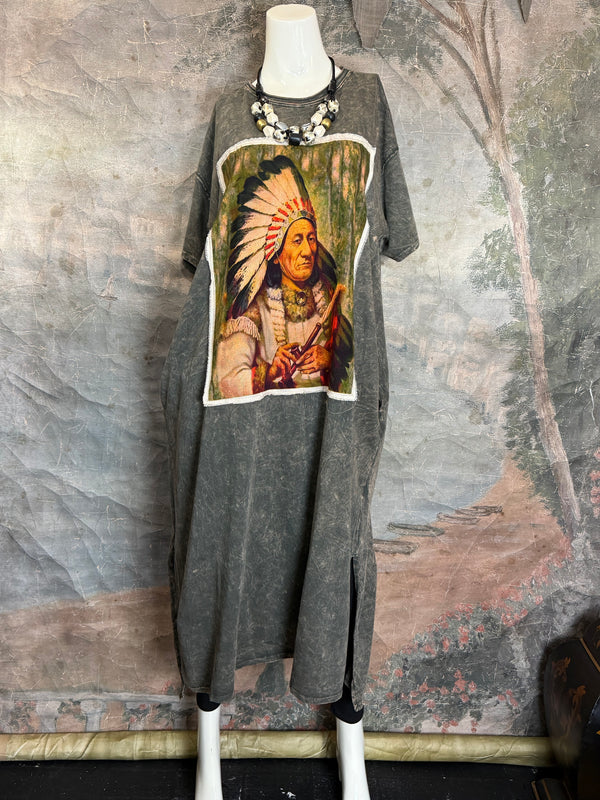 T839 Short Sleeve T-Shirt Dress-Hunter/Indian