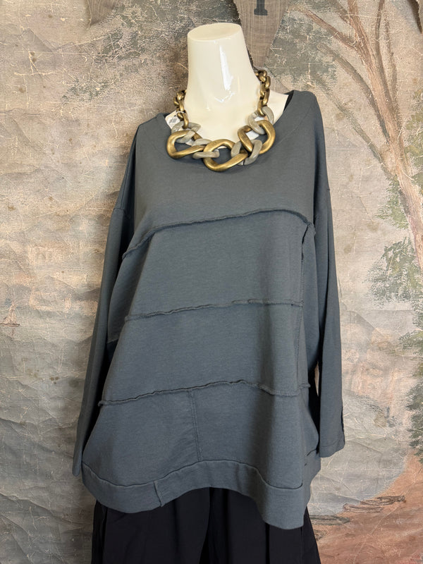 92052 Vintage Pullov Sweatshirt Top-Charcoal