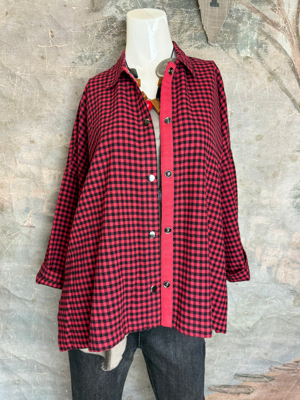 2500-2165 Small Check Big Shirt-Ruby