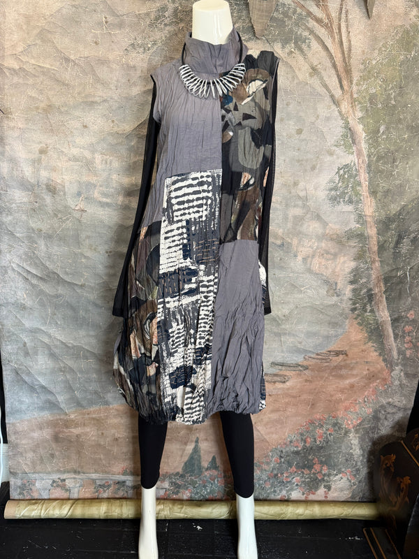 25532 Crushed Mockneck Dress-SLATE