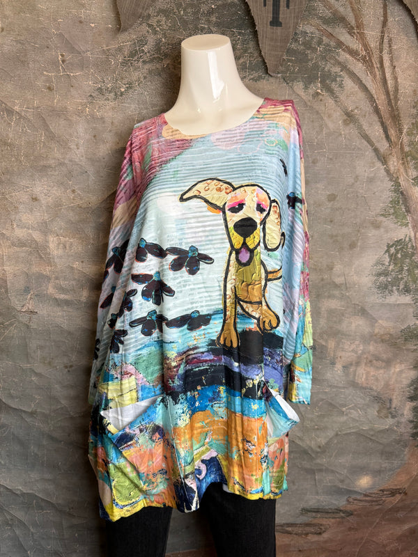 T1514 Long Slv Dolman Top/Tunic-Ozzy The Dog!