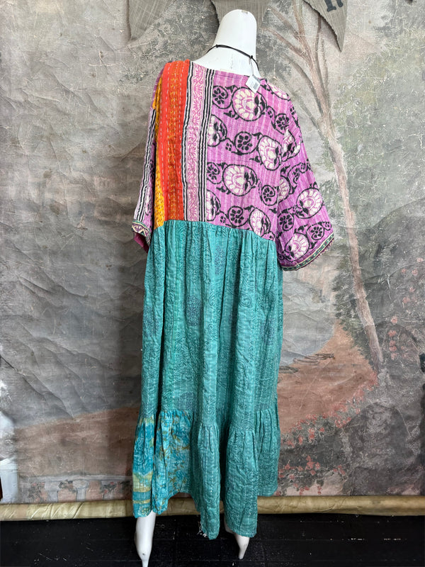 1027w Kantha Arts Tiered Dress-Mix 11