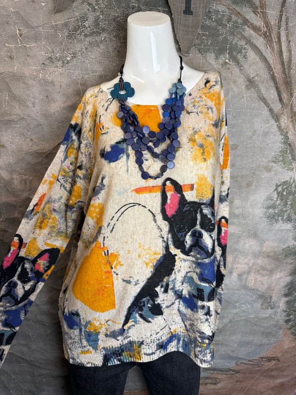 25704 Icon Print Sweater-Frenchy