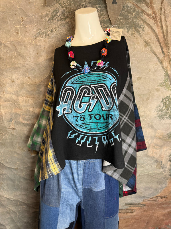 5576 Flannel Band Tee Topper-C