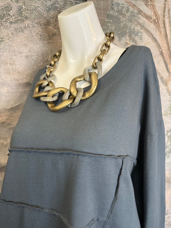 92052 Vintage Pullov Sweatshirt Top-Charcoal