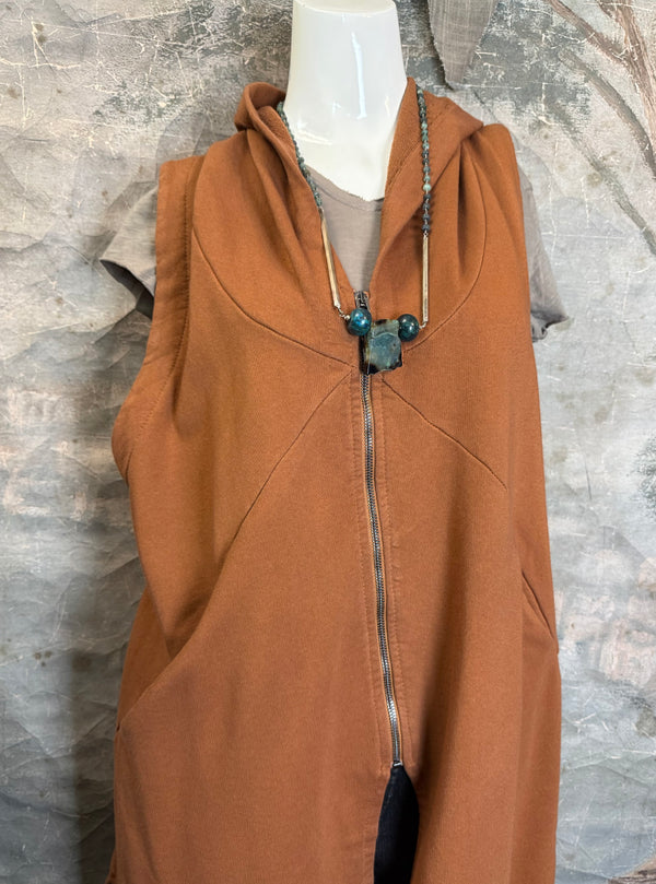 2626AU Zip Hoodie Vest-Ginger