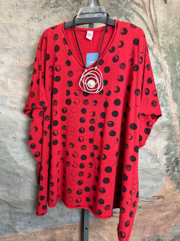 715CL-MOON Oversized Tunic Tee-Red