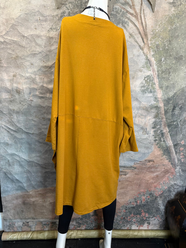 91805 Corduroy Button Dress-Mustard