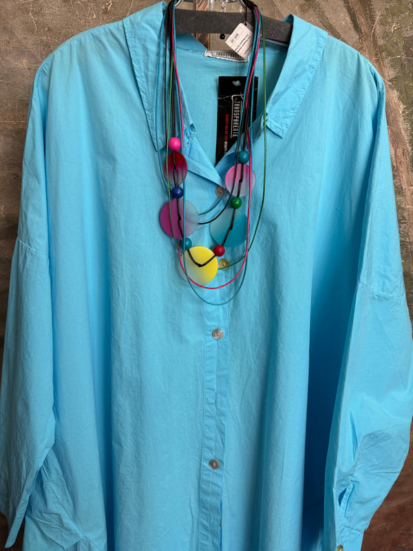 91750 Oversized Shirt Jacket-Turq Blue