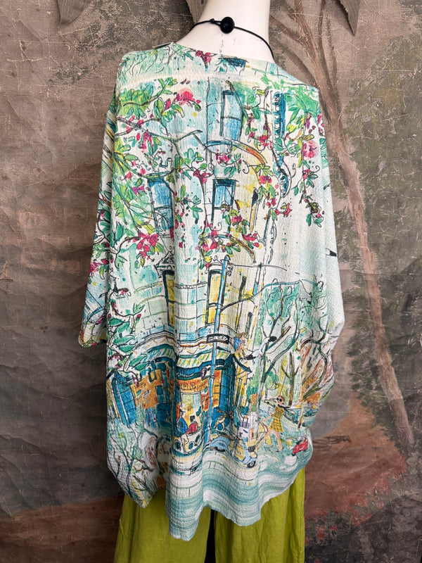 T1029YO Vneck Pullover Top-City Life