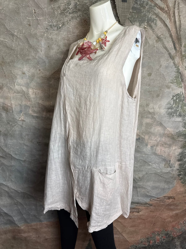 91755 Uneven Tank Top-Beige