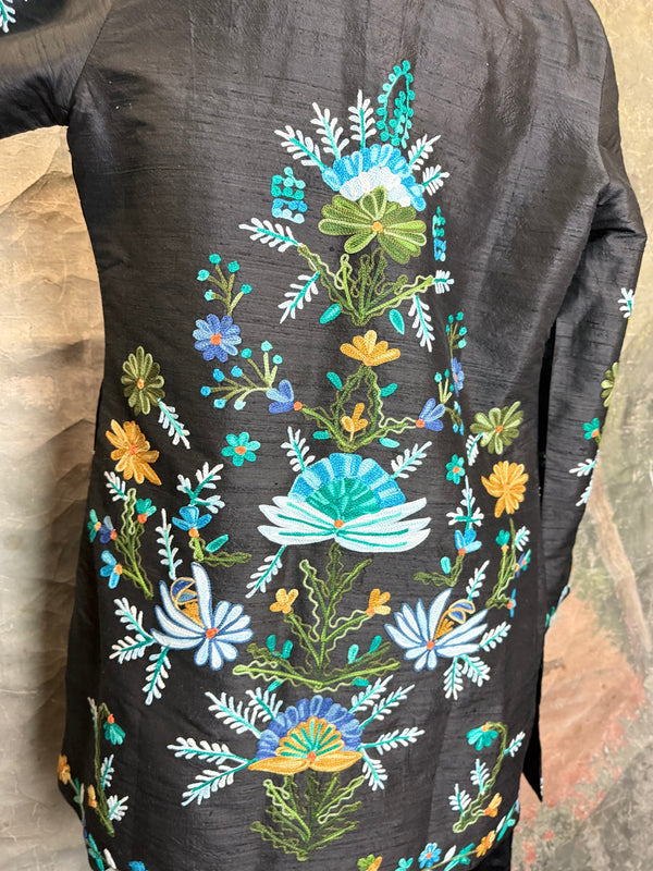 ANU 19969 Silk Embroidered Jacket-Lapis