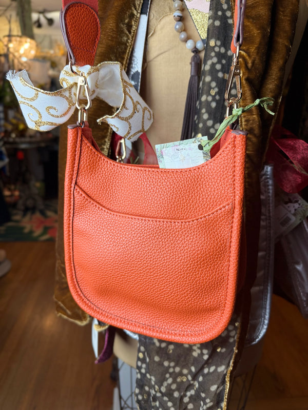 0003A Pebbled Vegan MINI Leather Crossbody Bag-Orange