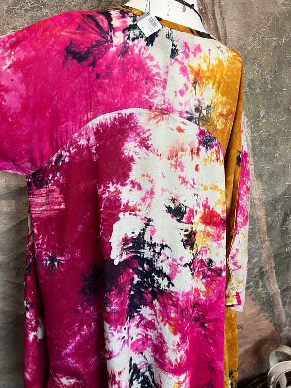 7063V Block Dyed Justly Top-PINK MIX