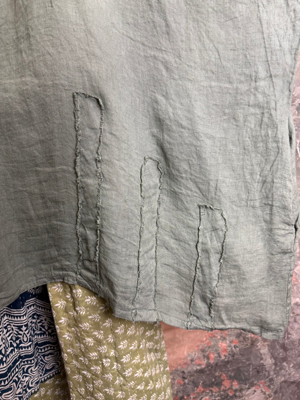 91624 Solid Patch Tunic Shirt-Olive