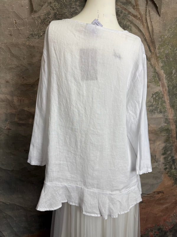 MP-HLT561 Ruffle Hem Top-White
