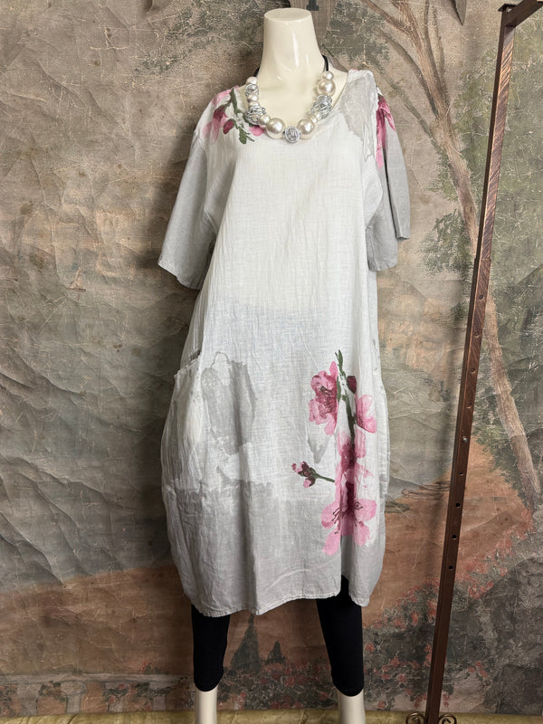 90847B Painters Garden Dress-White