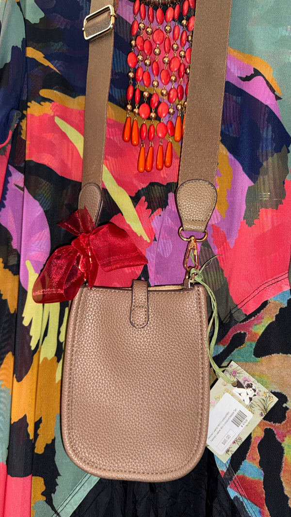 0003A Pebbled Vegan MINI Leather Crossbody Bag-Saddle