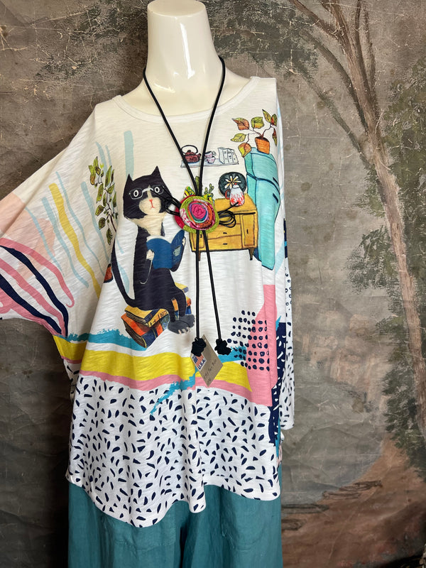 N136 Kitty Face Bolo Necklace-Multi