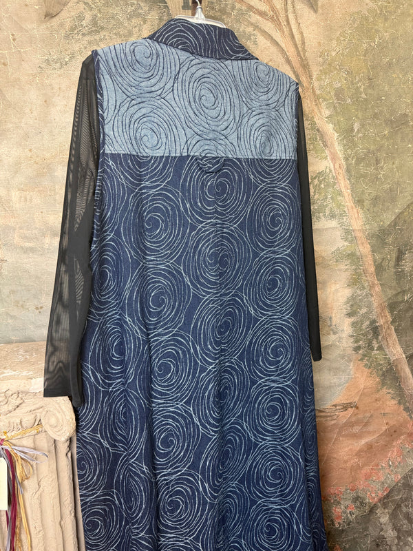 0709 Pleated Vest Denim Duster