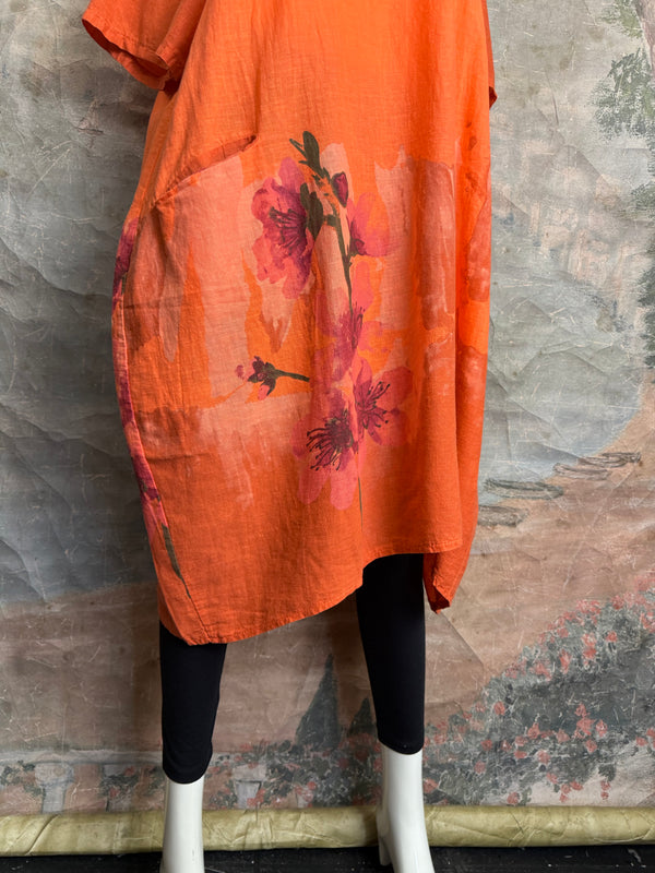 90847B Painters Garden Dress-Orange