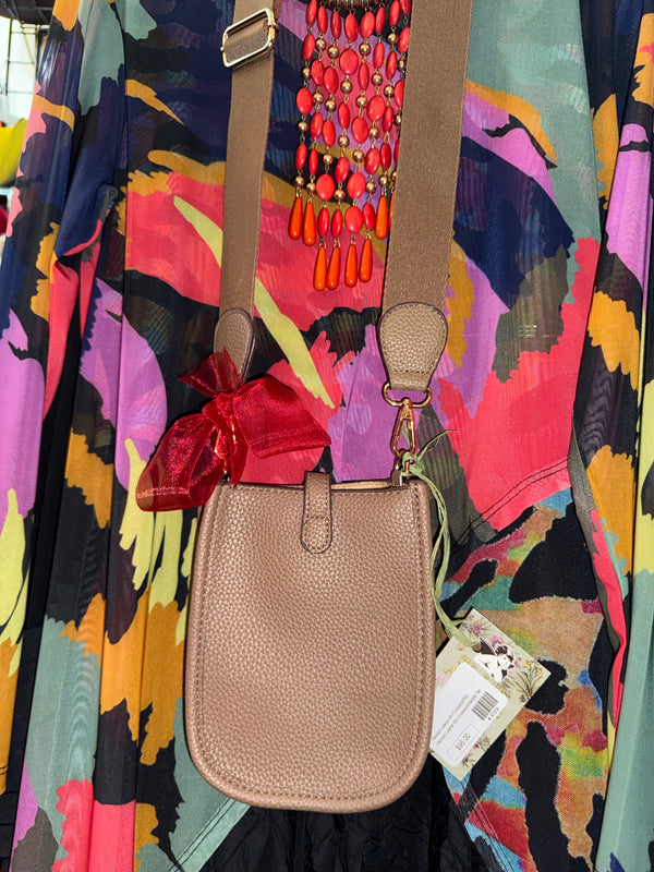 0003A Pebbled Vegan MINI Leather Crossbody Bag-Saddle