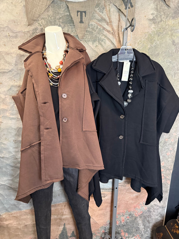 6572AU Short Slv Flare Jacket-Black